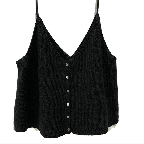 INTERMIX Felicity Button Front Cami Top Black S - Picture 6 of 7